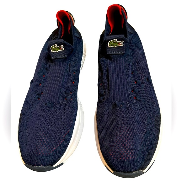 Lacoste Men`s  Court-Drive Textured Knit Sneaker Size 12Navy/Red - Picture 7 of 9